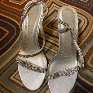 Valerie Stevens Glittering Silver Strappy Heels